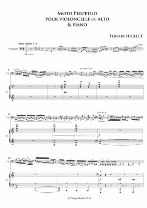 Thierry HUILLET Moto perpetuo for cello and piano (or viola and piano) – Opus 110