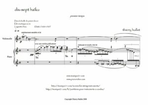 Huillet: 17 Haïku, for cello and piano – Opus 36