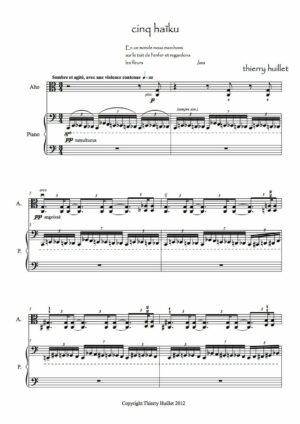 Huillet: 5 Haïku, for viola and piano – Opus 60