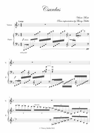 Monti: Csardas for violin and piano + Huillet improvisations  – Opus 118