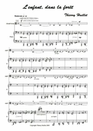 Huillet: L’enfant dans la forêt, for violin & viola alternatively, and piano – Opus 18