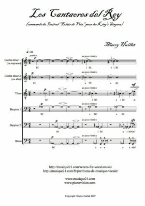 Huillet: Los Cantaores del Rey, for vocal sextet – Opus 27