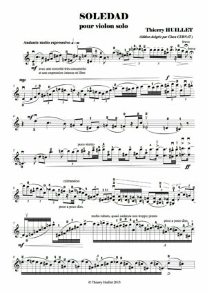 Huillet: Soledad, for solo violin – Opus 78