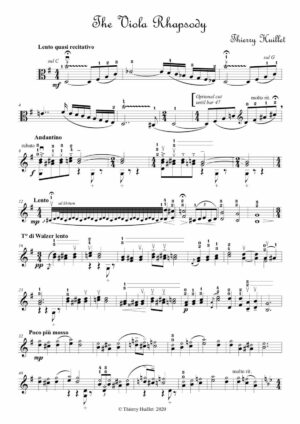 The Viola Rhapsody, for solo viola – Opus 109